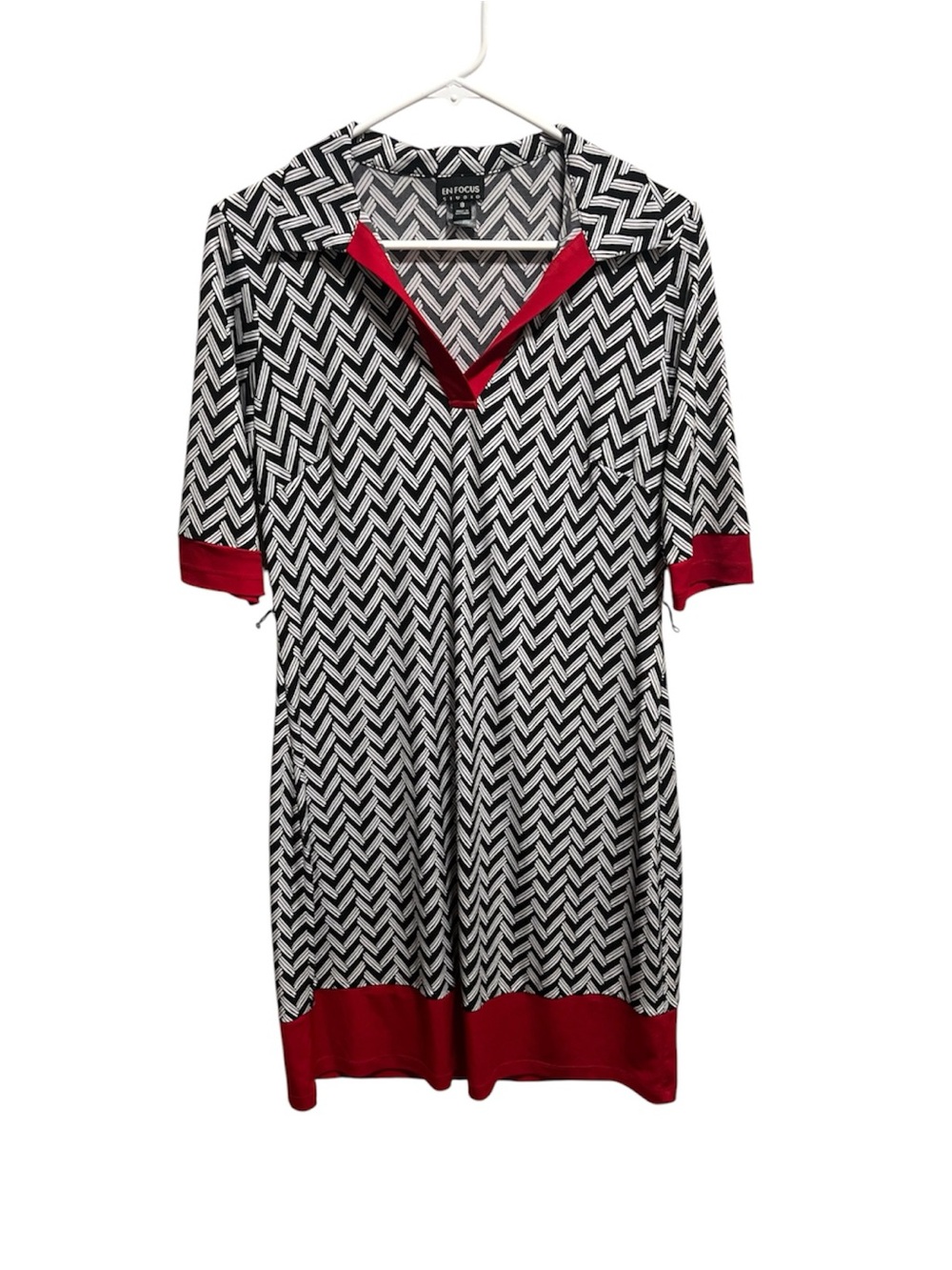 Vintage Style Mod Chevron Sheath Dress En Focus Studio Geometric Size 8